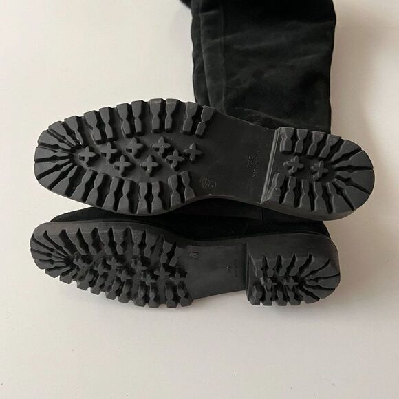 Vintage Aquatalia Made in Italy Black Suede Over The Knee Boots Square Toe Sz 7 - Picture 6 of 8